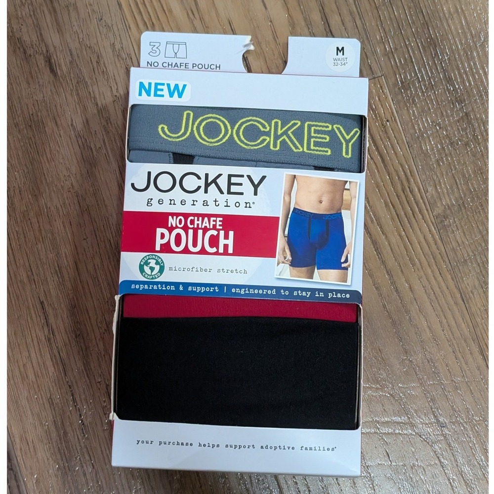 Jockey Boxer Briefs Mens Medium Multicolor NWT No Chafe Pouch 3-Pack Microfiber